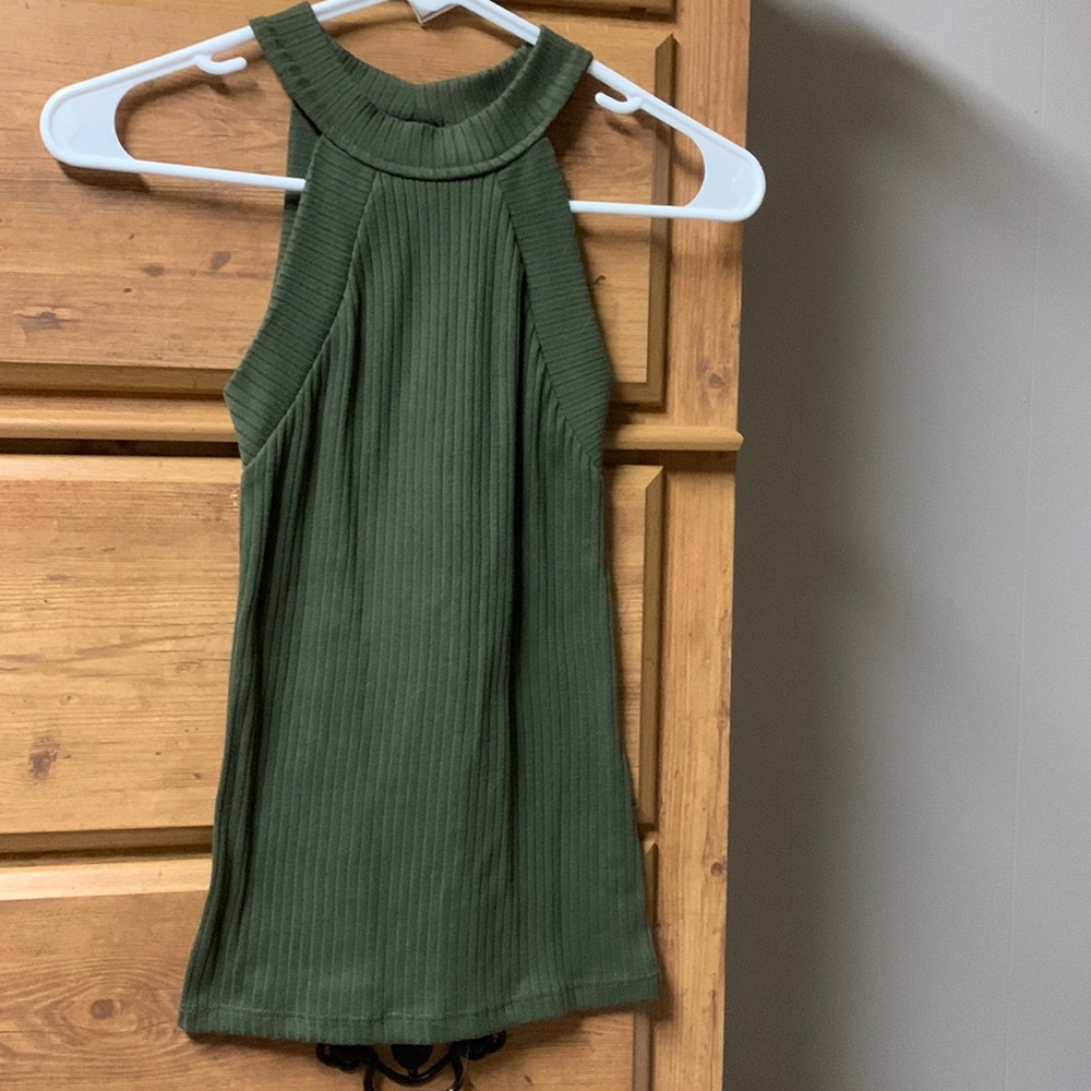 Green halter tank top